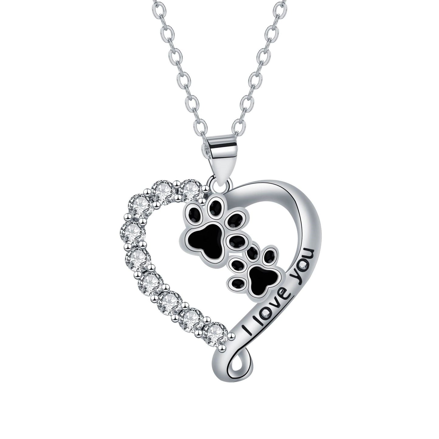 Collana Heart Friend Paw in argento nero