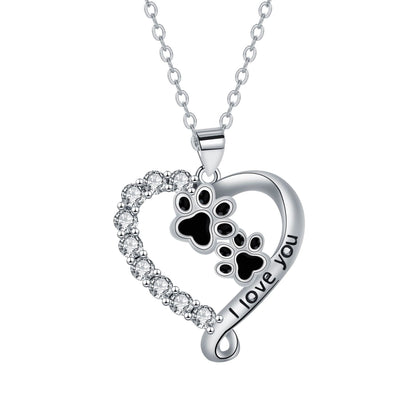 Collana Heart Friend Paw in argento nero