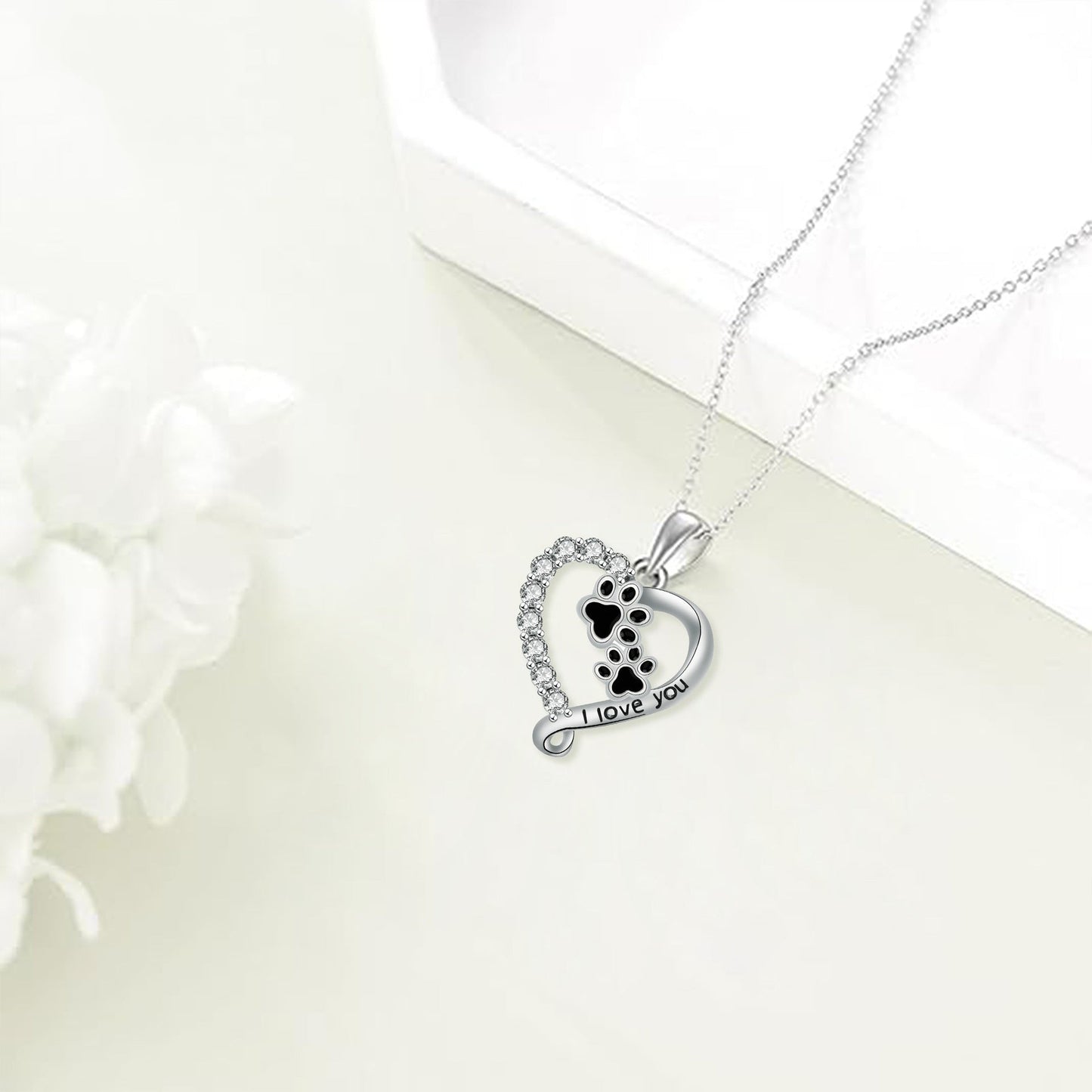Collana Heart Friend Paw in argento nero