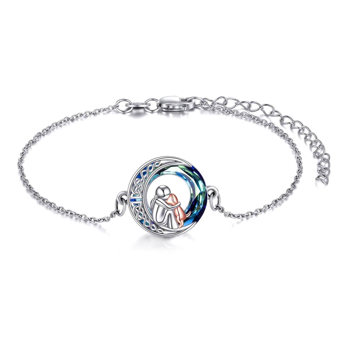 Bracciale regolabile con ciondolo a forma di cane in argento sterling