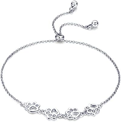 Bracciale con impronta di zampa in argento sterling – Misura regolabile