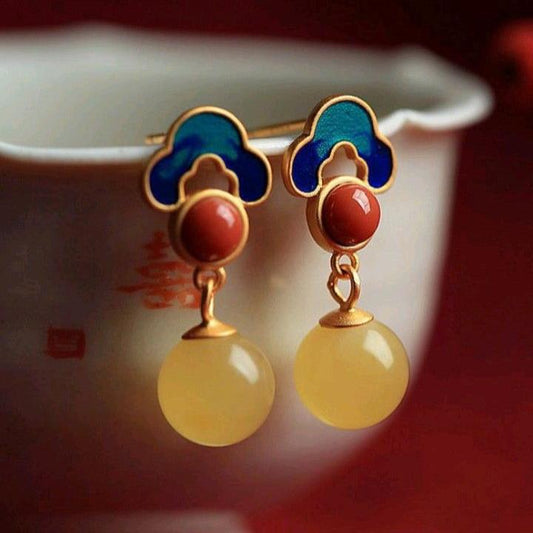 Orecchini vintage colorati con cristalli gialli