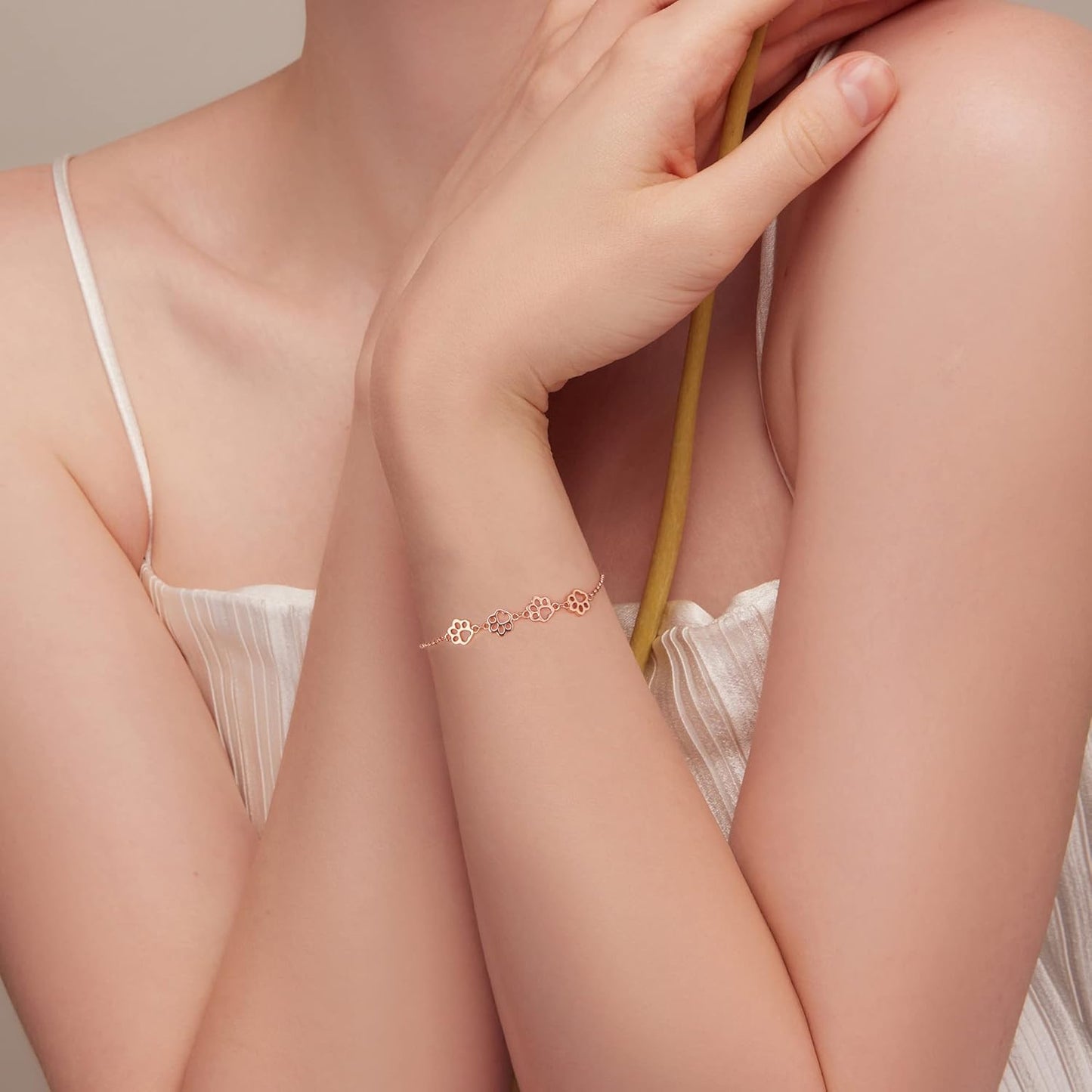 Bracciale con impronta di zampa in argento sterling – Misura regolabile