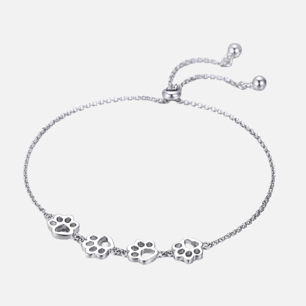 Bracciale con impronta di zampa in argento sterling – Misura regolabile