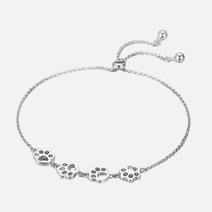 Bracciale con impronta di zampa in argento sterling – Misura regolabile