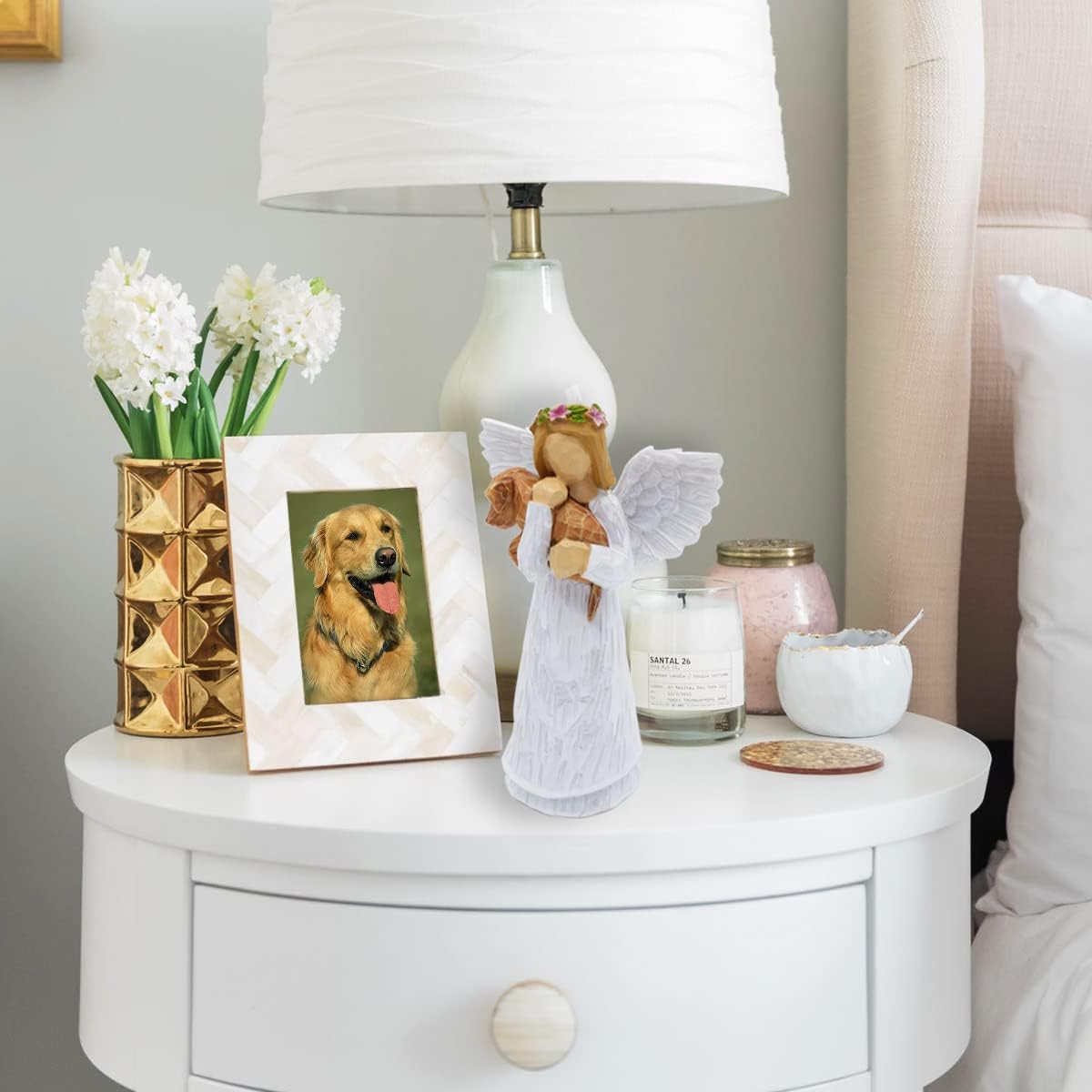 Set regalo commemorativo per cani con statuetta dell'angelo dell'amicizia e braccialetto Chakra Rainbow Bridge