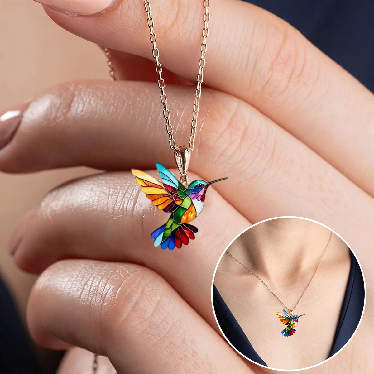 Bellissima collana con colibrì e orecchini in omaggio – Offerta limitata