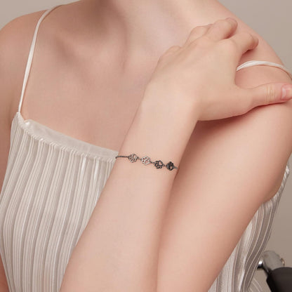 Bracciale con impronta di zampa in argento sterling – Misura regolabile