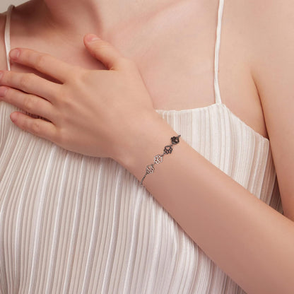 Bracciale con impronta di zampa in argento sterling – Misura regolabile