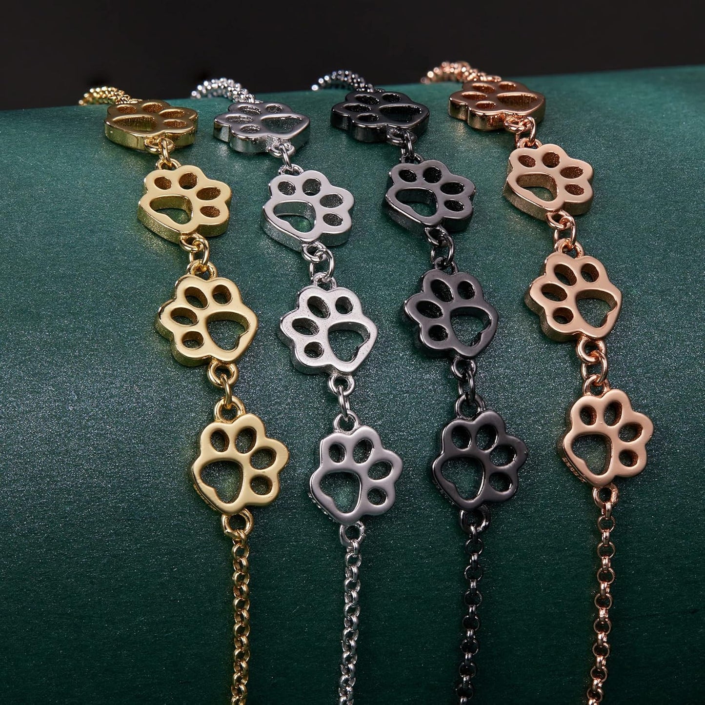 Bracciale con impronta di zampa in argento sterling – Misura regolabile