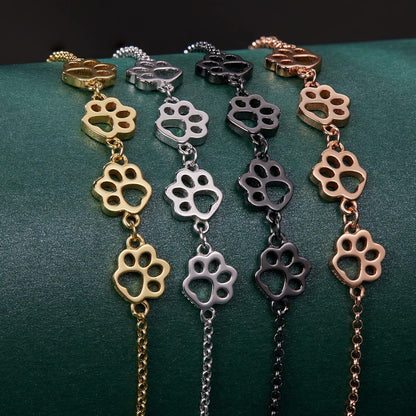 Bracciale con impronta di zampa in argento sterling – Misura regolabile