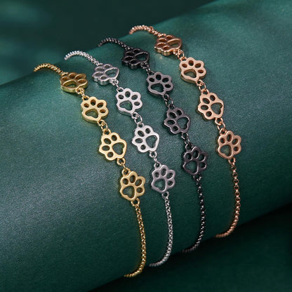 Bracciale con impronta di zampa in argento sterling – Misura regolabile