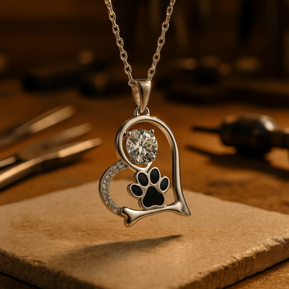 Collana con ciondolo a forma di cuore e zirconi - Per gli amanti dei cani