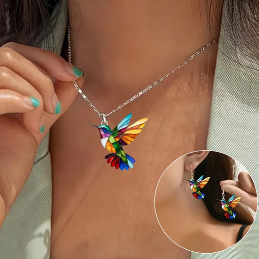 Bellissima collana con colibrì e orecchini in omaggio – Offerta limitata