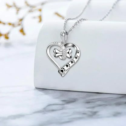 Set di gioielli con zampa di cane, cuore e osso – Set di 2 pezzi