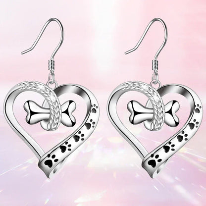 Set di gioielli con zampa di cane, cuore e osso – Set di 2 pezzi