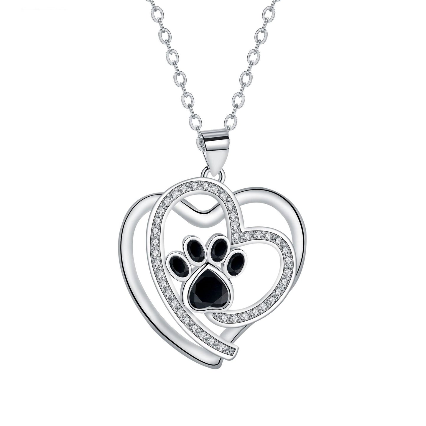 Collana Loving Paw in argento con zirconia