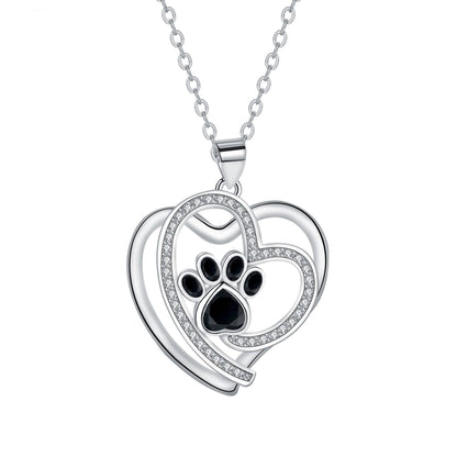 Collana Loving Paw in argento con zirconia