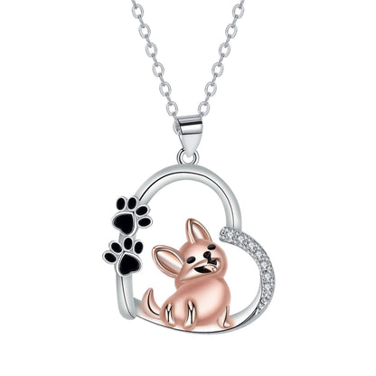 Collana con ciondolo a forma di cane “Amico sincero” in oro rosa