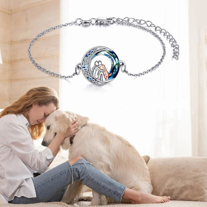 Bracciale regolabile con ciondolo a forma di cane in argento sterling