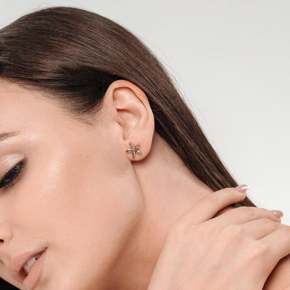 Delicati orecchini a bottone con rosette