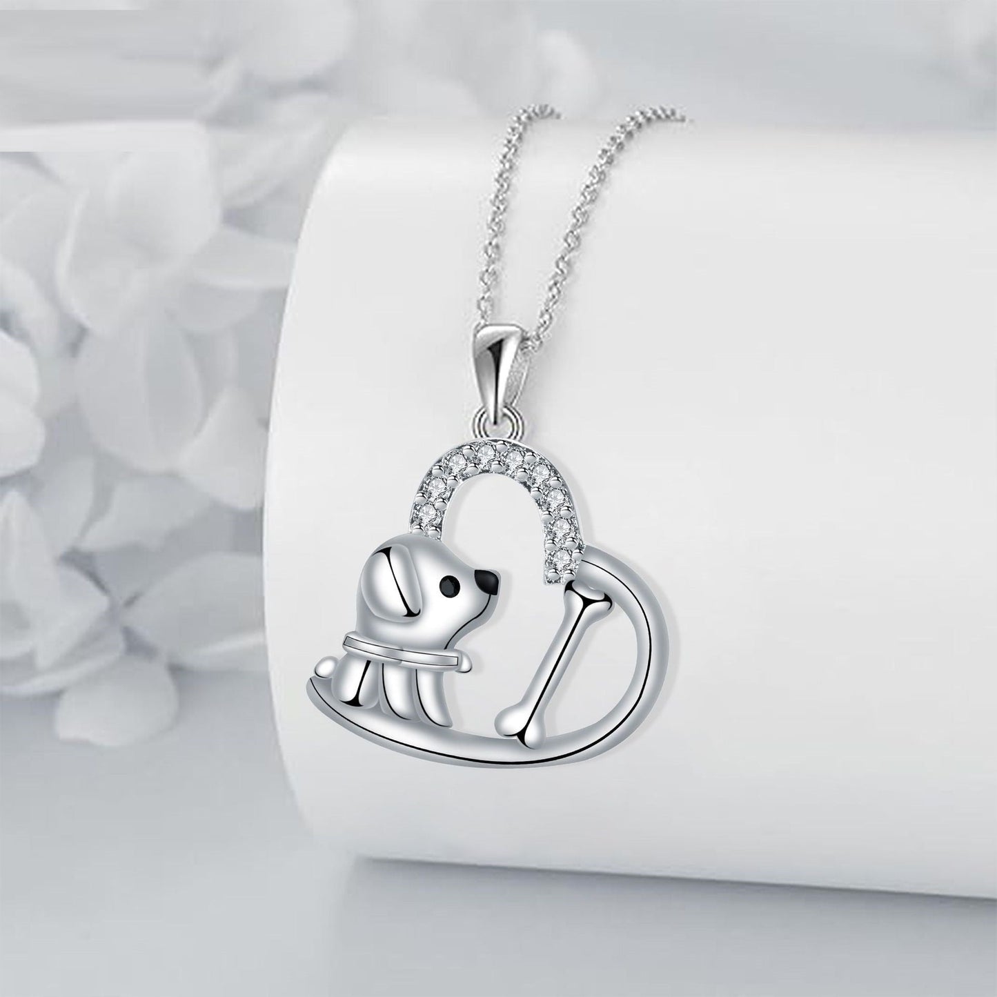 Collana con pendente a forma di cuore “Fedele compagno” in argento