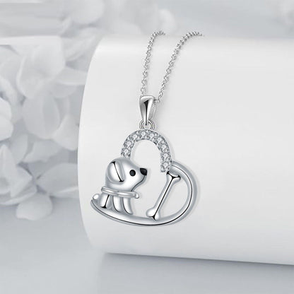 Collana con pendente a forma di cuore “Fedele compagno” in argento