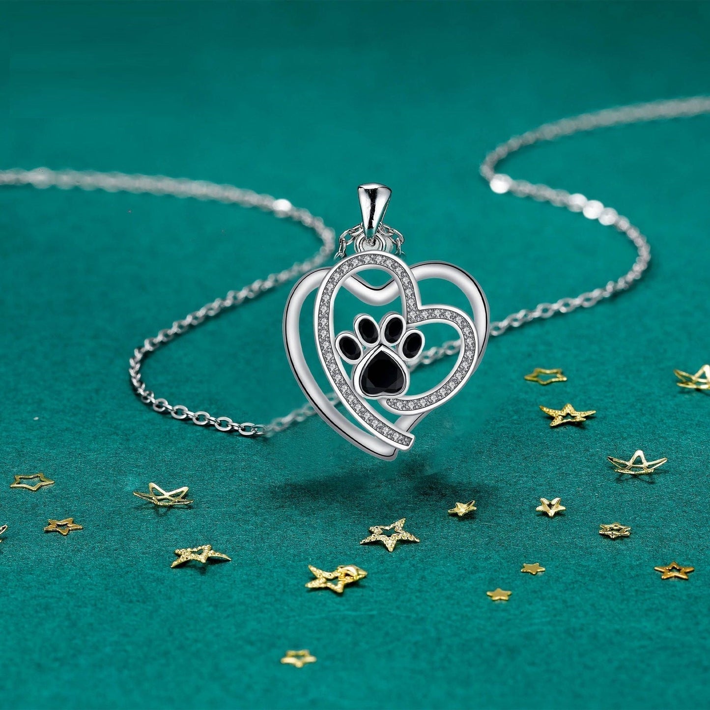 Collana Loving Paw in argento con zirconia