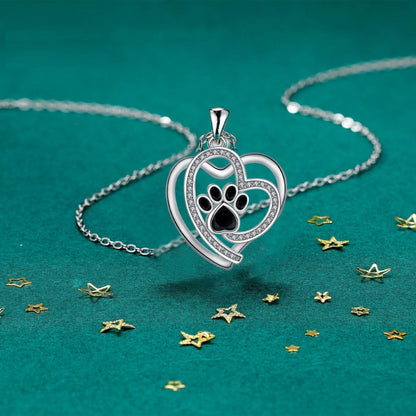 Collana Loving Paw in argento con zirconia