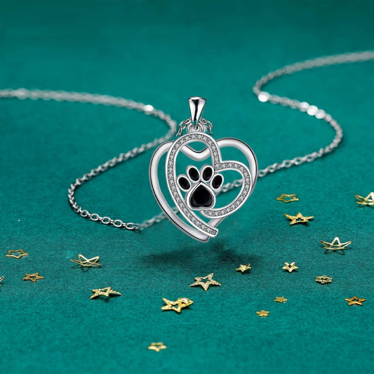 Collana Loving Paw in argento con zirconia