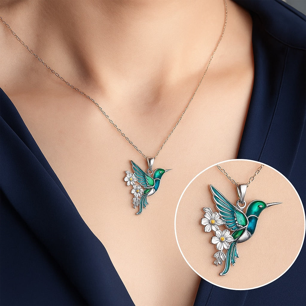 Bellissima collana con colibrì e orecchini in omaggio