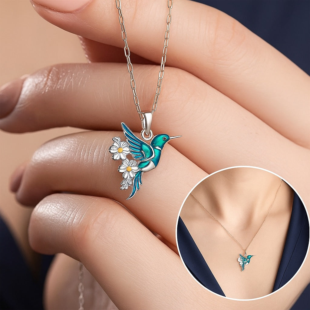 Bellissima collana con colibrì e orecchini in omaggio