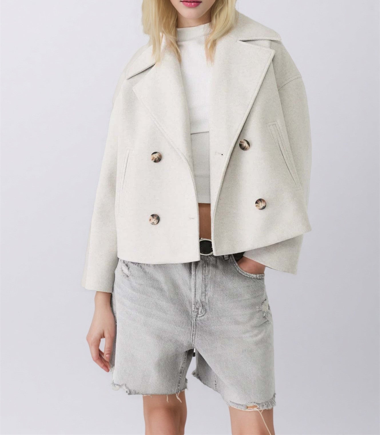 ALESSANDRA - Versatile cappotto corto a doppio bottone