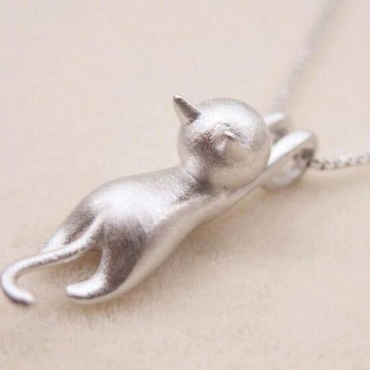 Argento sterling – Collana con gatto giocoso